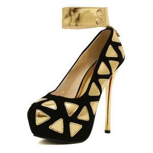 Elegant Black Stiletto High Heels Ankle Strap..