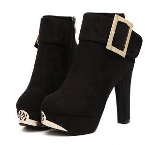 Black Chunky Heel Ankle Boots