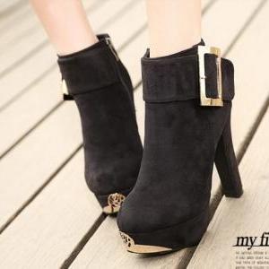 Black Chunky Heel Ankle Boots