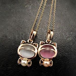 Cute Pink And White Kitty Necklace