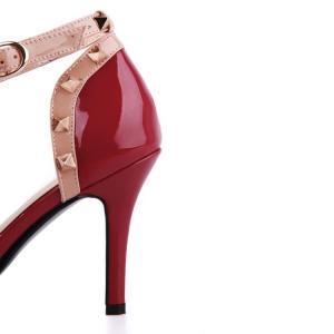 Red Pointed-toe Ankle Strap Stilettos, High Heels..
