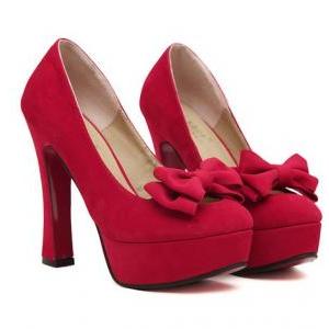 Cute Red Bow knot Design High Heel ..