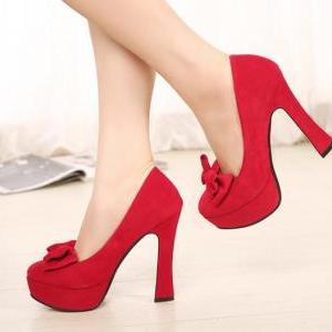 Cute Red Bow knot Design High Heel ..