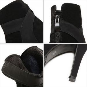 Elegant Bandage Style Black High Heel Boots