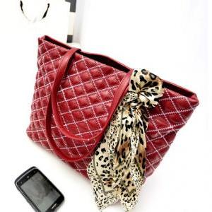 Chic Red Fashion Hand Bag With Scarf