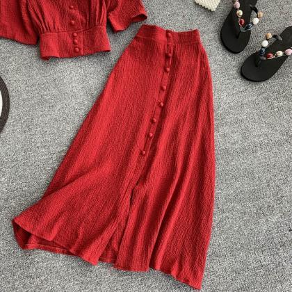 2 Pieces Chic Summer Top And Skirt Set