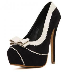 Black Bow Knot Design High Heel Fashion Shoes