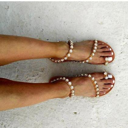 Beautiful Boho Crystals Fashion Summer Sandals