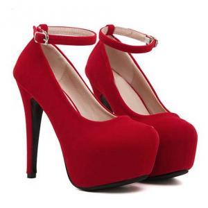 Hot Red Strappy High Heel Fashion S..