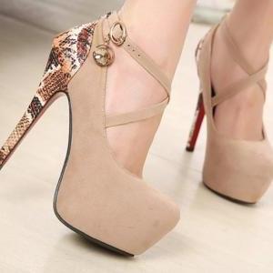 Strappy Apricot Colored High heel F..
