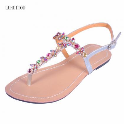 Summer T Strap Crystal Sandals