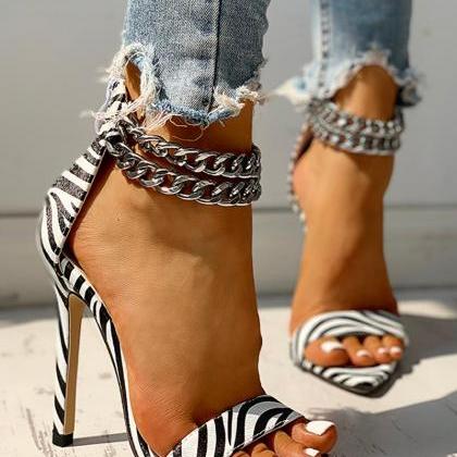 Chain Ankle Strap High Heels Fashion Sandals