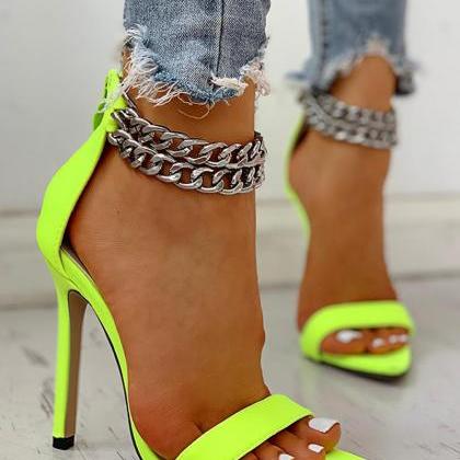 Chain Ankle Strap High Heels Fashion Sandals