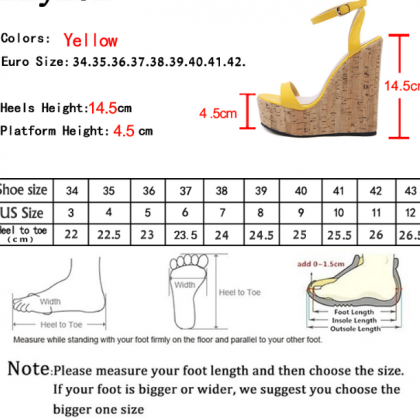 Yellow Peep Toe Platform Wedge Sandals
