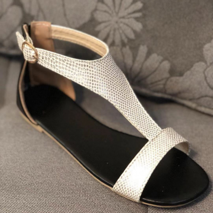 Peep Toe Gladiator Sandals In Silver And Gold