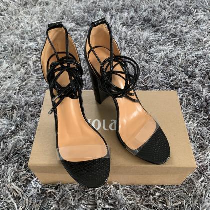 Lace Up Cross Strap High Heels Fashion Sandals