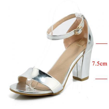 Patent Pu Ankle Strap Silver And Gold..