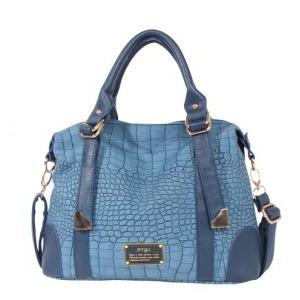 Blue Crocodile Pattern Hand Bag