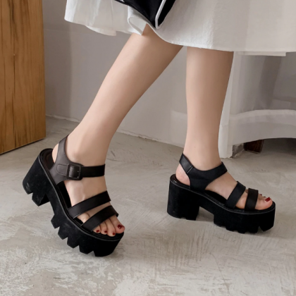 Block Heels Ankle Straps Fashion Sandals