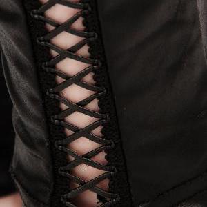 Chic Black Criss Cross Design Leatherette Leggings