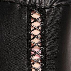 Chic Black Criss Cross Design Leatherette Leggings