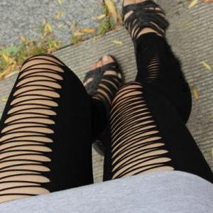 Sexy Black Cut Out Design Leggings