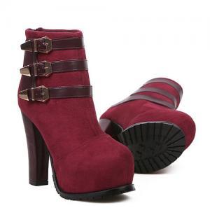lace up chunky heels red