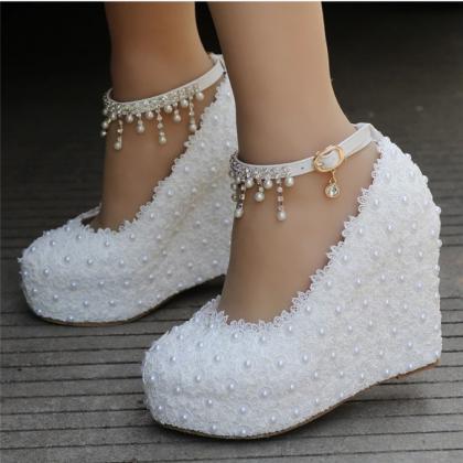 Beautiful Pearl Beaded Ankle Strap White And Pink..