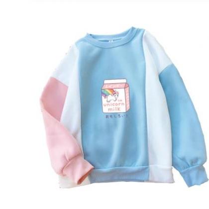 Harajuku Kawaii Unicorn Milk Hoodies Sweatshirt