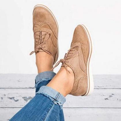 Chic British Style Lace Up Oxford Shoes