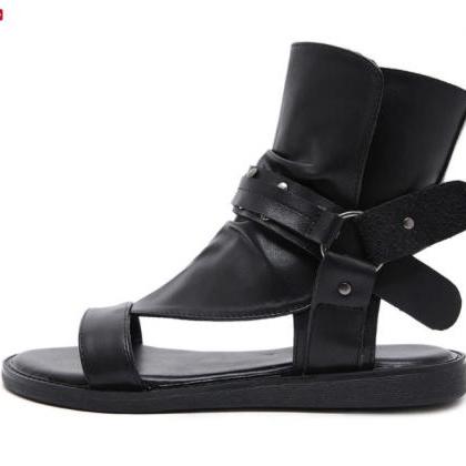 Black Rivet Gladiator Sandals