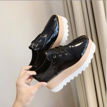 Patent Leather Lace Up Oxford Shoes