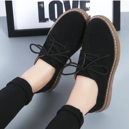 Genuine Leather Lace Up Oxford Shoes