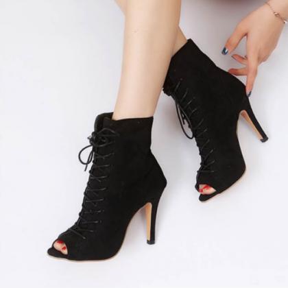 Sexy Lace Up Peep Toe High Heels Fashion Sandals