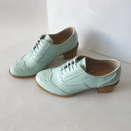 Chic Low Heel Pu Leather Multi Color Oxford Shoes