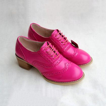 Chic Low Heel Pu Leather Multi Color Oxford Shoes