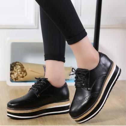 Chic Pu Leather Platform Oxford Shoes