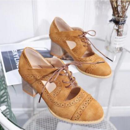 Retro Ankle Strap Lace up Oxford Sh..