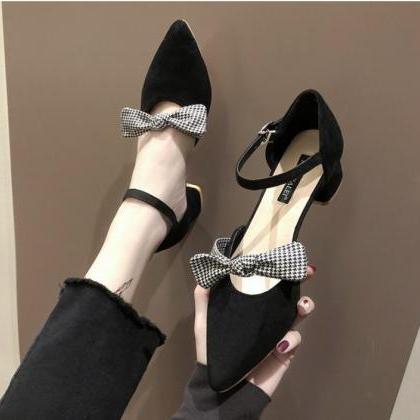 Beautiful Ankle Strap High Heels Shoes With Bow
