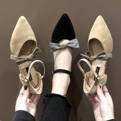 Beautiful Ankle Strap High Heels Shoes With Bow