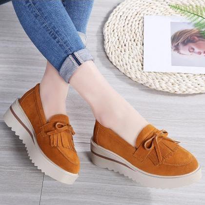 Stylish 7 Colors Suede Wedge Tassel..
