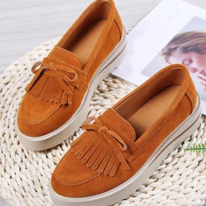 Stylish 7 Colors Suede Wedge Tassel..