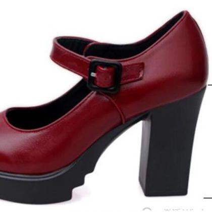 Black and Wine Red Classic High Hee..