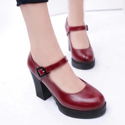 Black and Wine Red Classic High Hee..