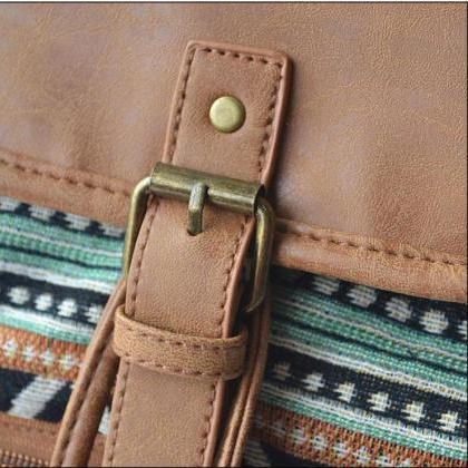 Stylish Aztec Tribal Leather School Bag Backpack