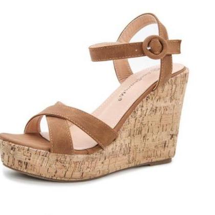 Classy Ankle Strap Wedge Fashion Sandals