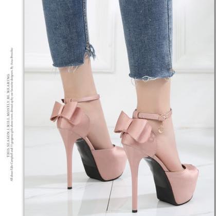 Sexy Satin High Heels Fashion Shoes With Bow