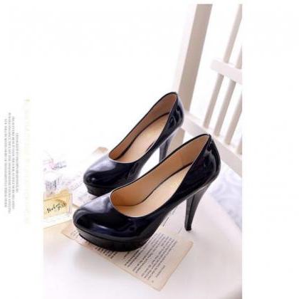 Classy Patent Leather High Heels Fashion Shoes