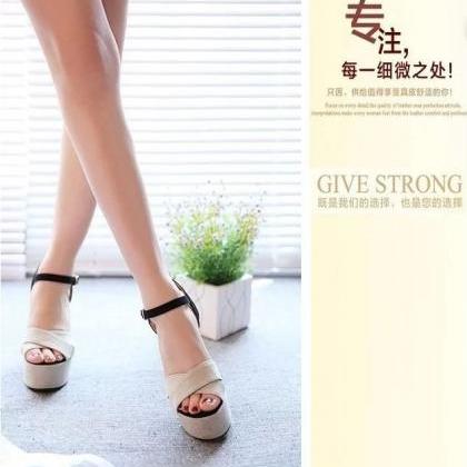 Summer Chic Color Match Wedge High Heels Sandals
