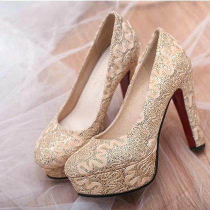 Elegant Platform Lace High Heels Party Shoes